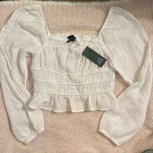 NWT Wild Fable Puff Sleeve Square Neck Smocked Top
